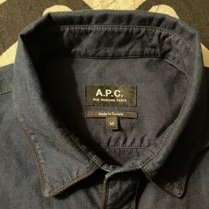 APC indigo denim long-sleeve button-up men’s shirt - medium